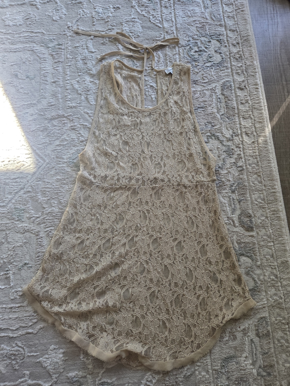 Kismet Beige Lace Halter Asymmetrical Dress